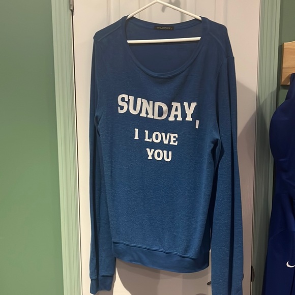 Wildfox Tops - Gorgeous blue Sunday I love you sweatshirt